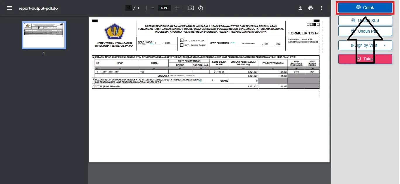 bukti potong 1721 bulanan Accurate